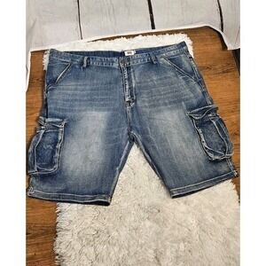 URBAN CONTENDERS Men's Blue Denim Cargo Shorts Size XL